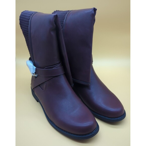 Shoes - Shoe Dazzle Tessa Textured Flat Boot Women’s Sz 9.5 Bordeaux Riding Boot